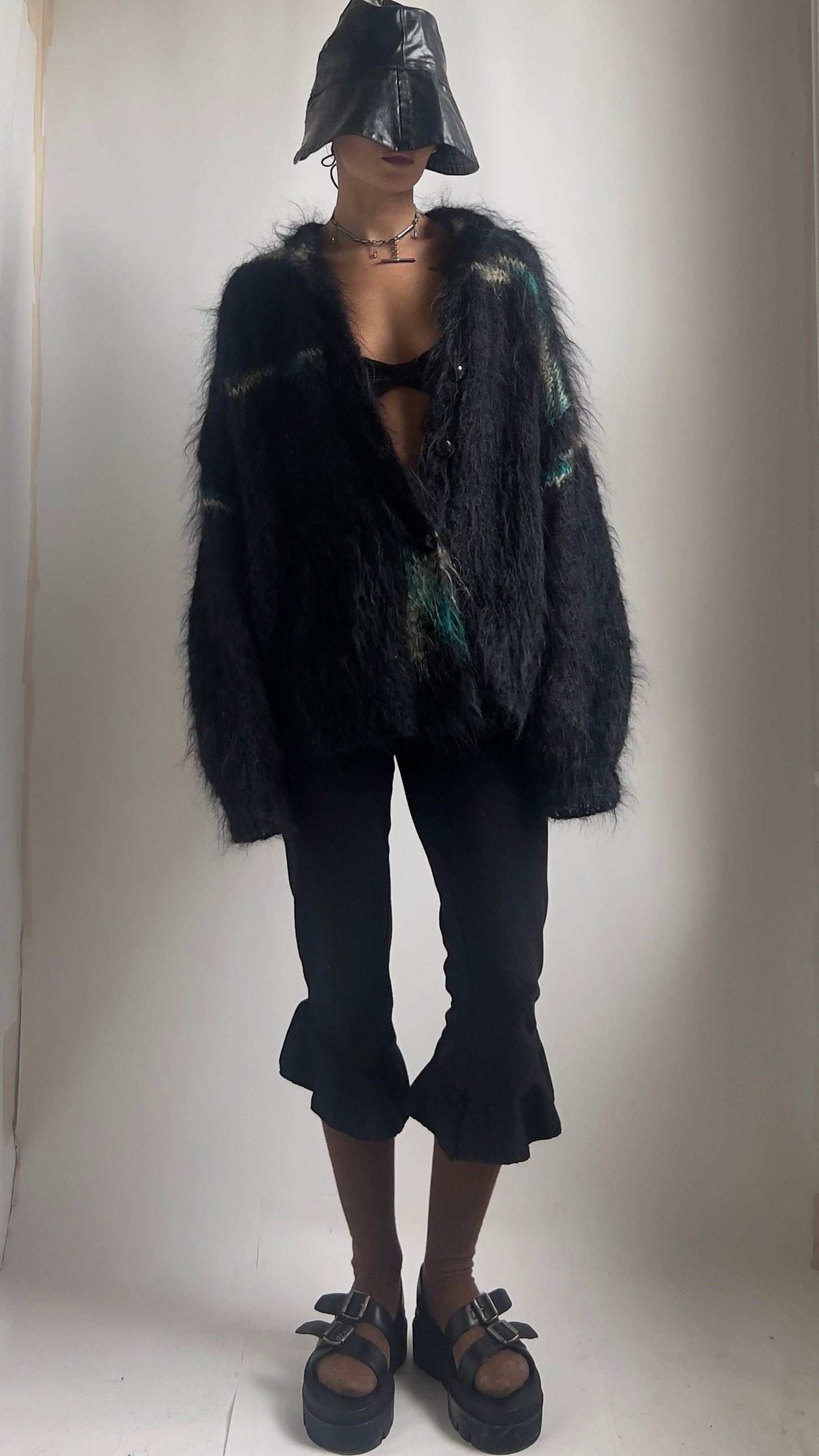 80S SHAGGY MOHAIR CARDIGAN / UK 8-12