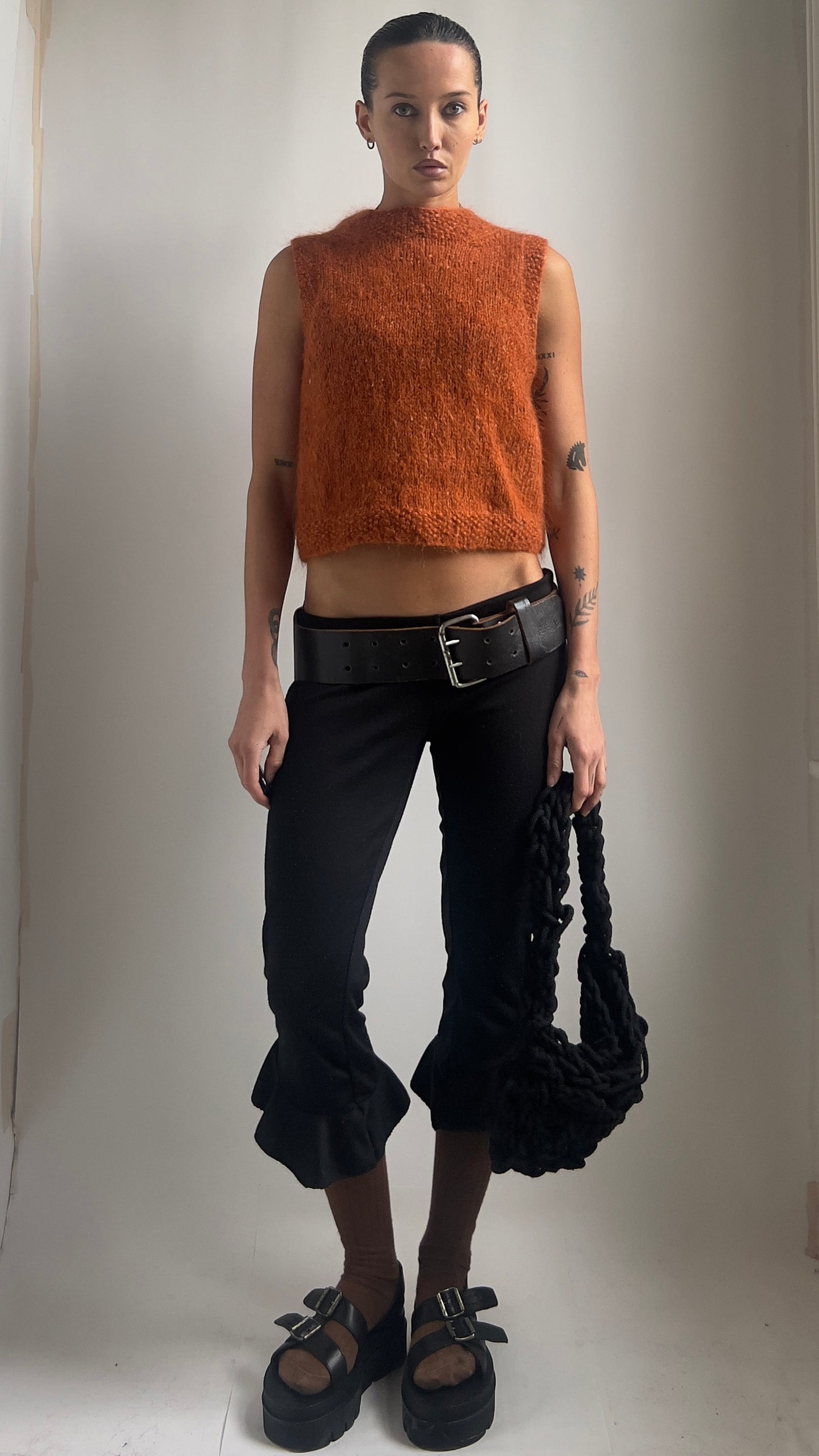 70S SOFT ORANGE KNIT VEST / UK 8-12