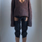 80S TWO TONE MOHAIR JUMPER WITH LOW CUT NECKLINE / UK 8-14