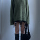 70S OVERSIZED OLIVE MOHAIR JUMPER / UK 10-14