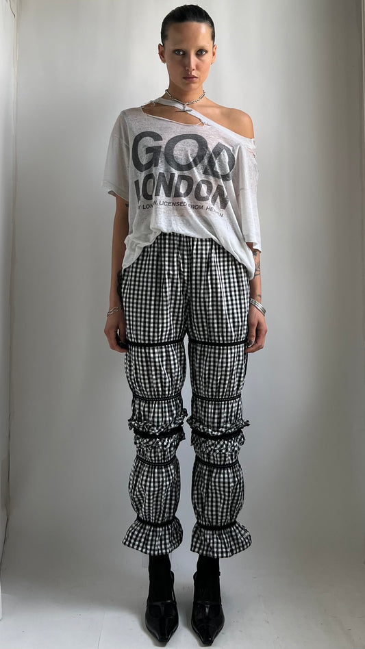 EARLY 2000S COMME DES GARÇON GINGHAM RUFFLE TROUSERS