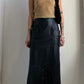 80S LEATHER MIDI SKIRT WITH PLEATED DETAIL
