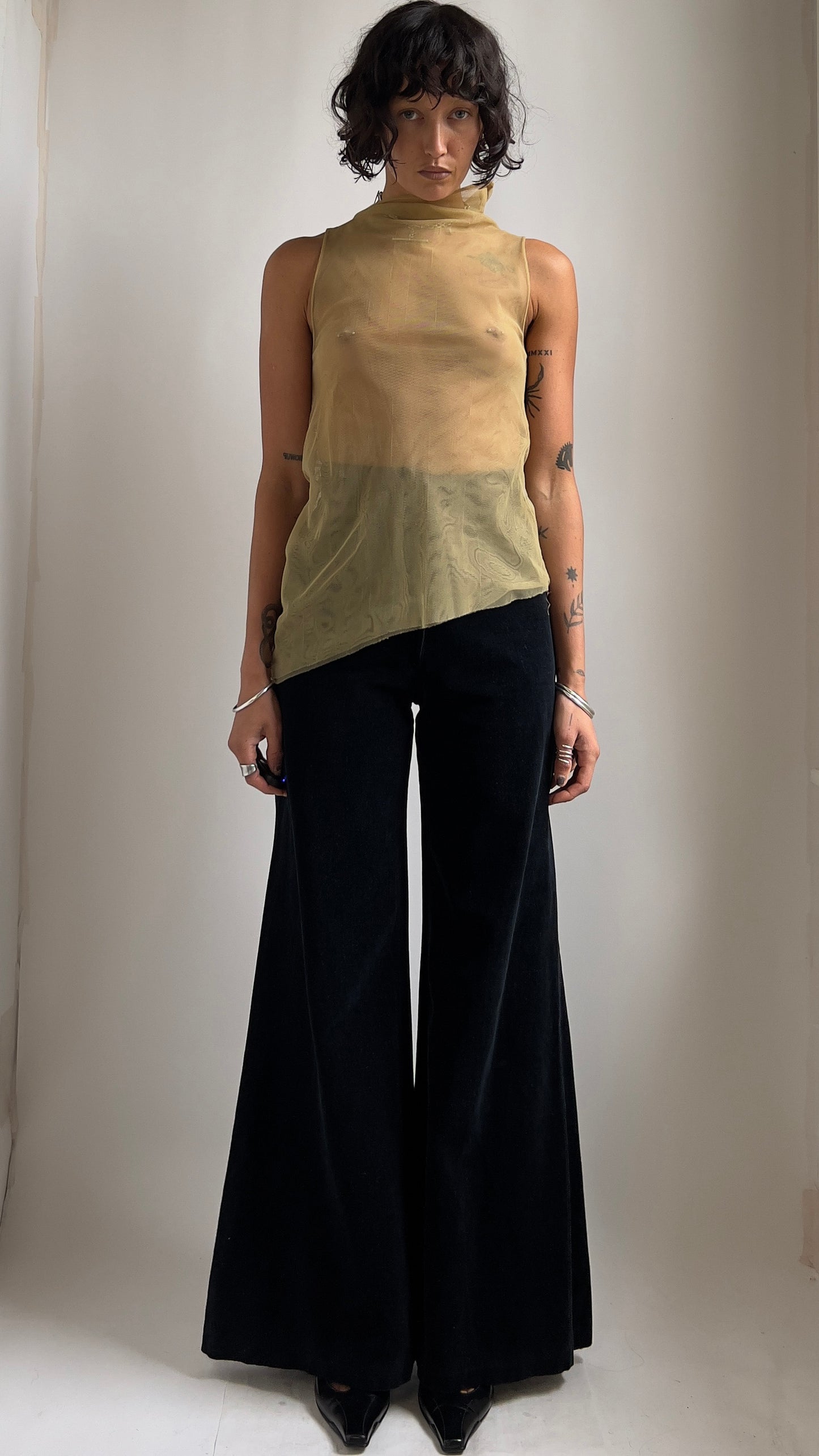 70S BLACK VELVET FLARES / UK 4-6