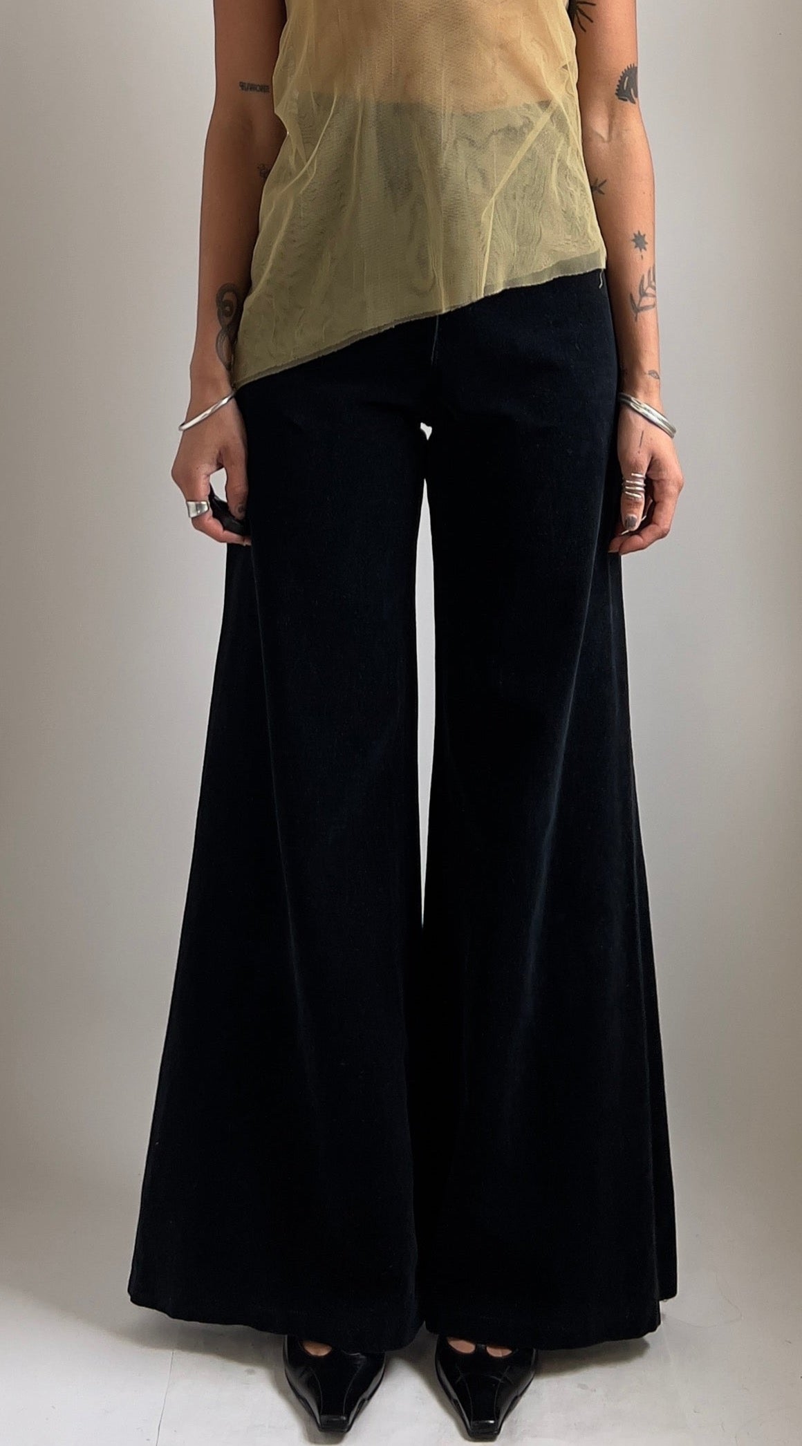 70S BLACK VELVET FLARES / UK 4-6