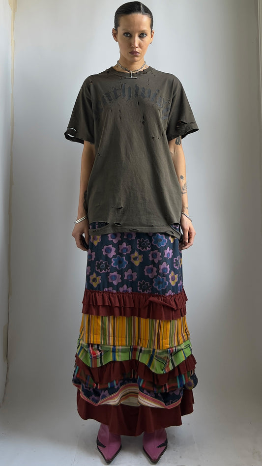 EARLY 2000S COMME DES GARÇONS PATCHWORK SKIRT / UK 8-10