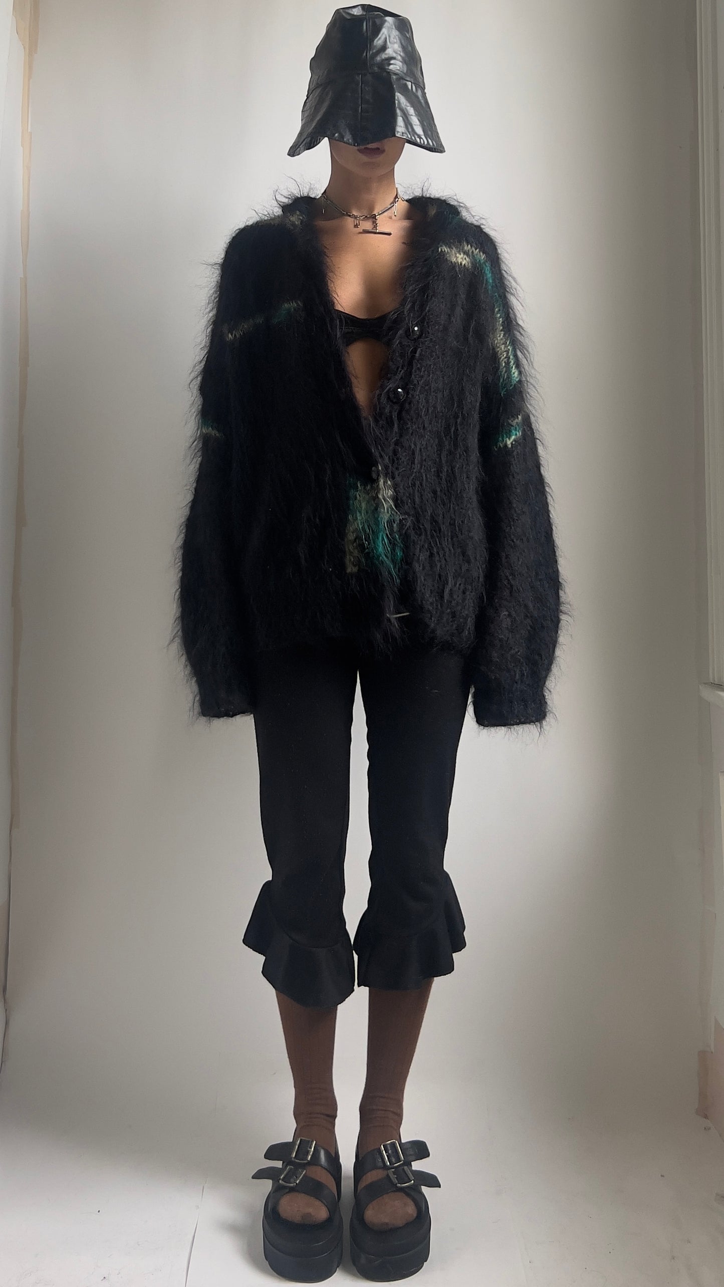 80S SHAGGY MOHAIR CARDIGAN / UK 8-12