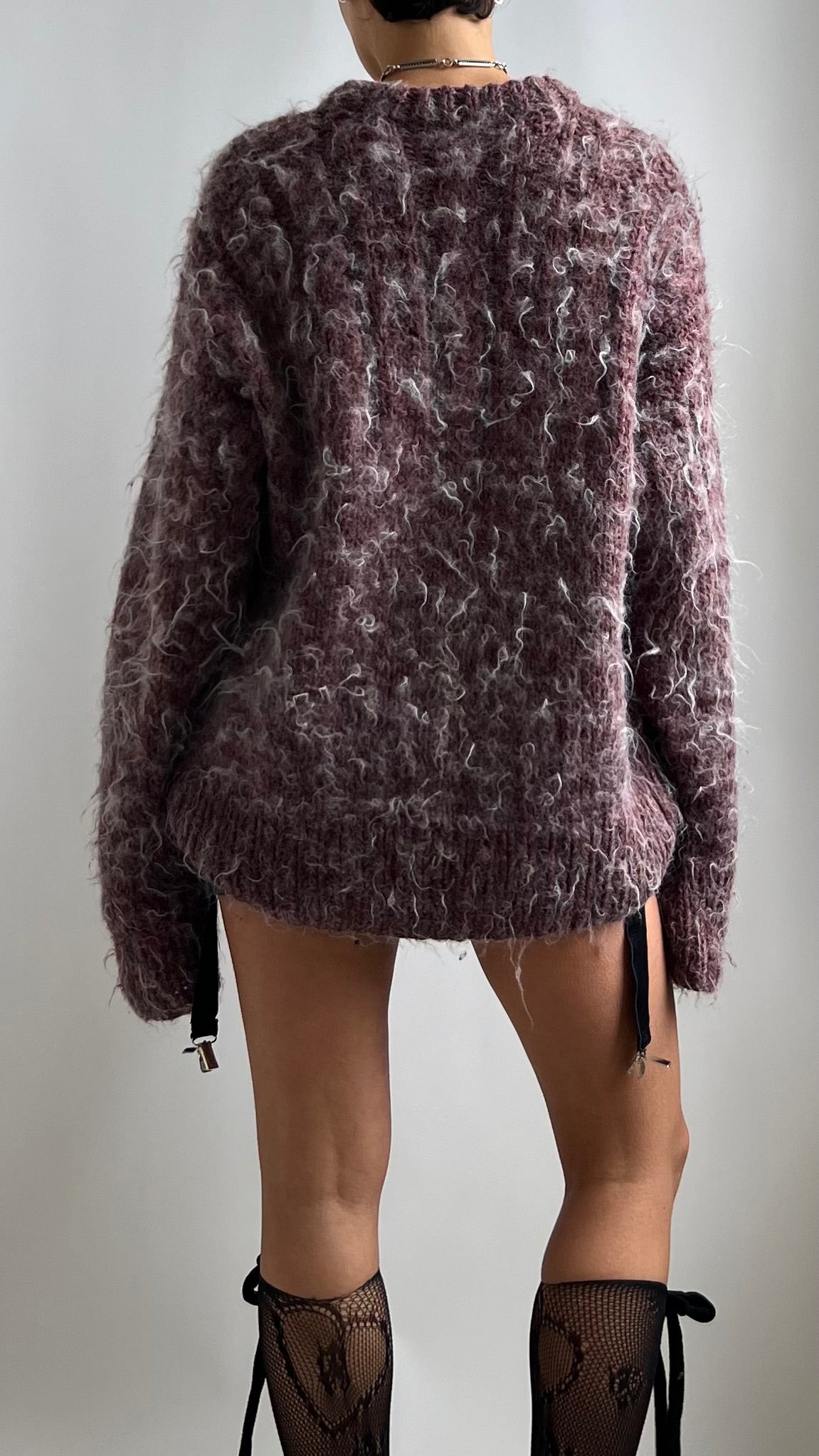 80S OVERSIZED TWO TONE FLUFFY JUMPER