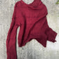 RARE MID 2000S COMME DES GARÇONS BURGUNDY DECONSTRUCTED FINE MOHAIR JUMPER / UK 6-8