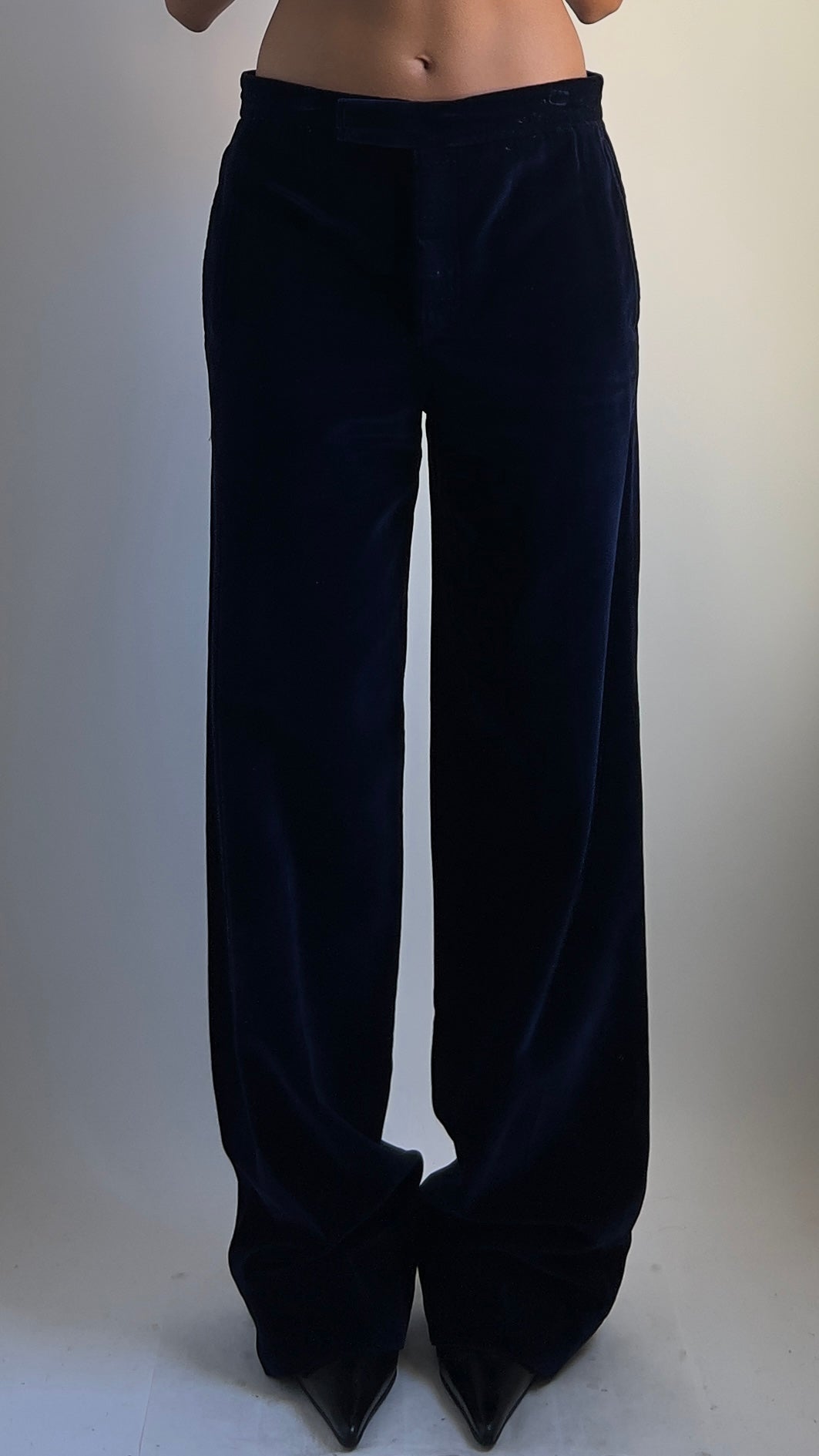 70S MIDNIGHT BLUE VELVET SUIT / UK 10-12