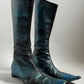 90S DISTRESSED METALLIC BLUE BOOTS - 36.5 / UK 4