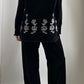 70S LIGHTWEIGHT VELVET SUIT WITH FLORAL EMBROIDERY / 27"