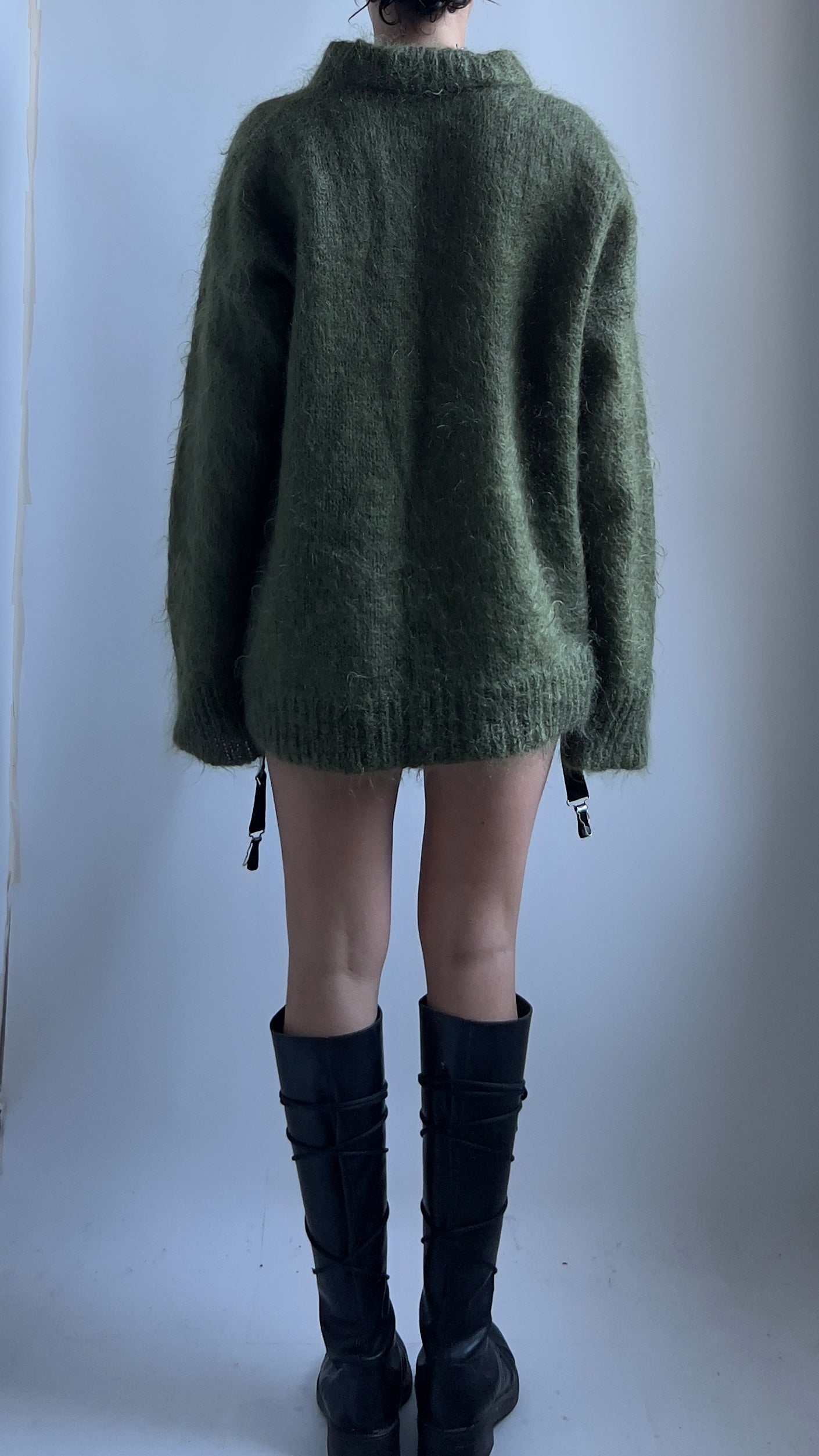 70S OVERSIZED OLIVE MOHAIR JUMPER / UK 10-14