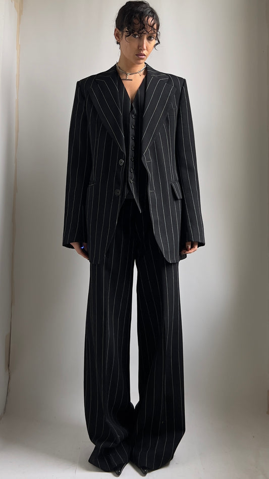 RARE 70S STRIPED THREE PIECE SUIT / W32