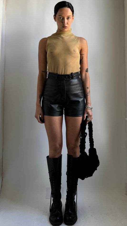 80S HIGH WAISTED SOFT LEATHER SHORTS