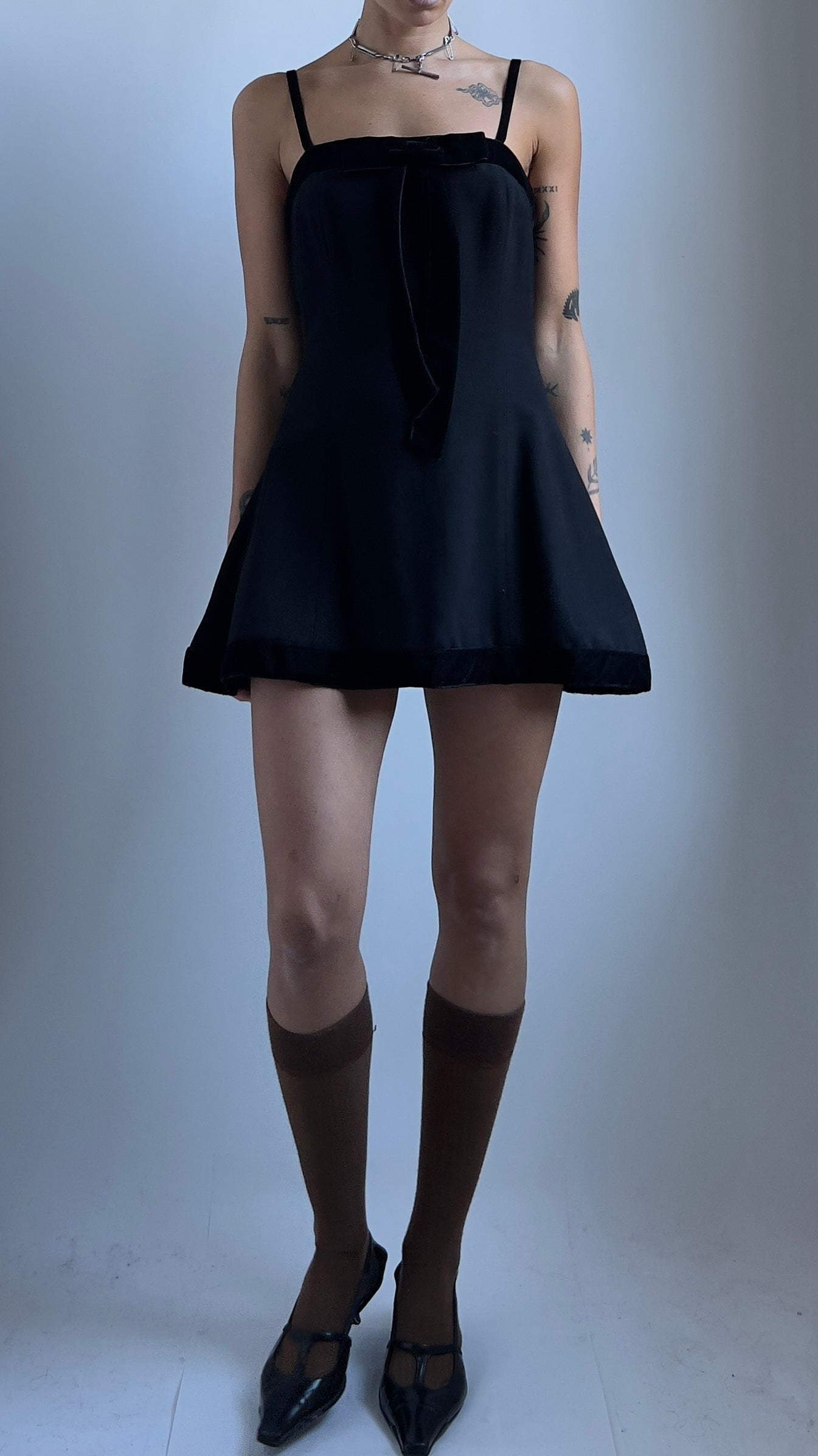 RARE EARLY 90S BLUMARINE BLACK MINI DRESS / UK 8