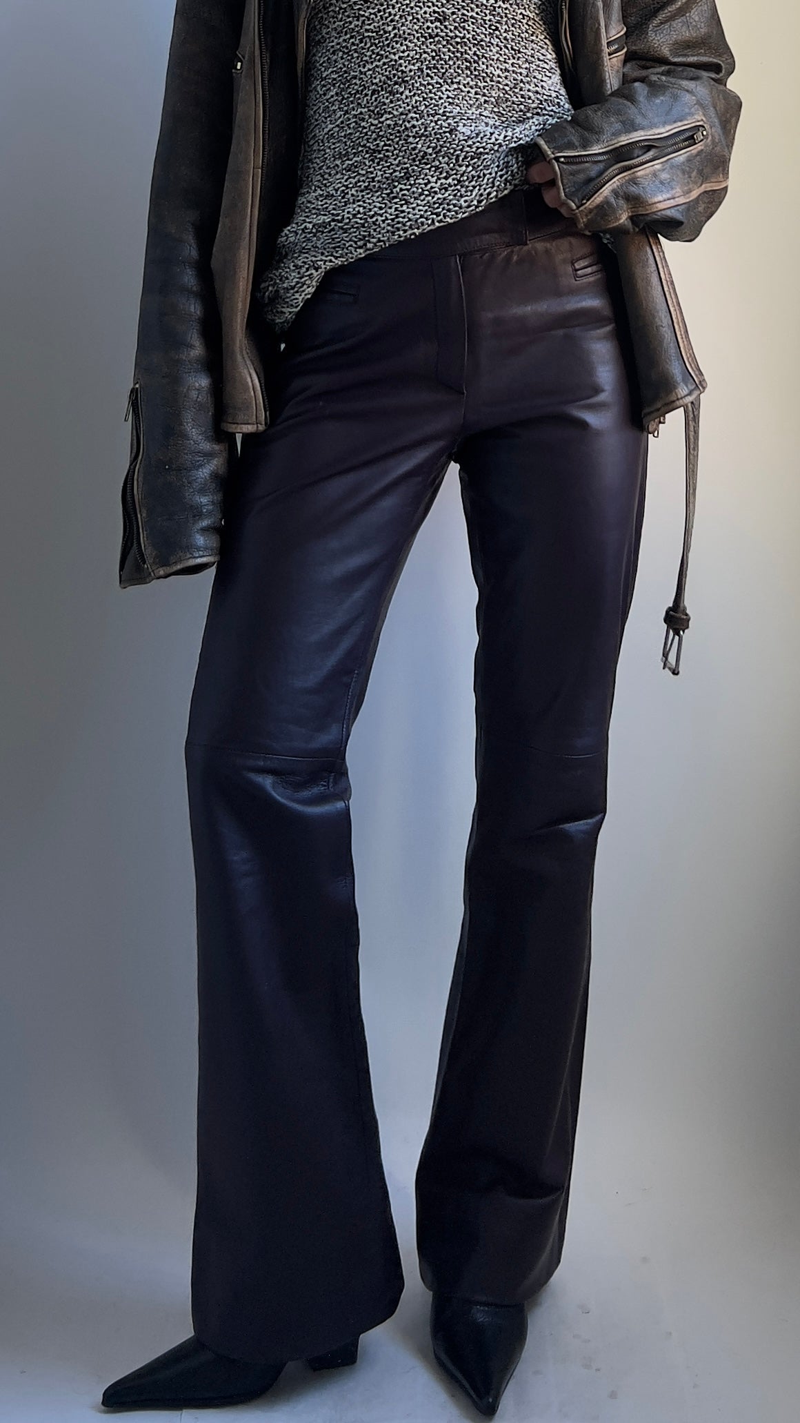 90S PLUM LEATHER TROUSERS / 10-12