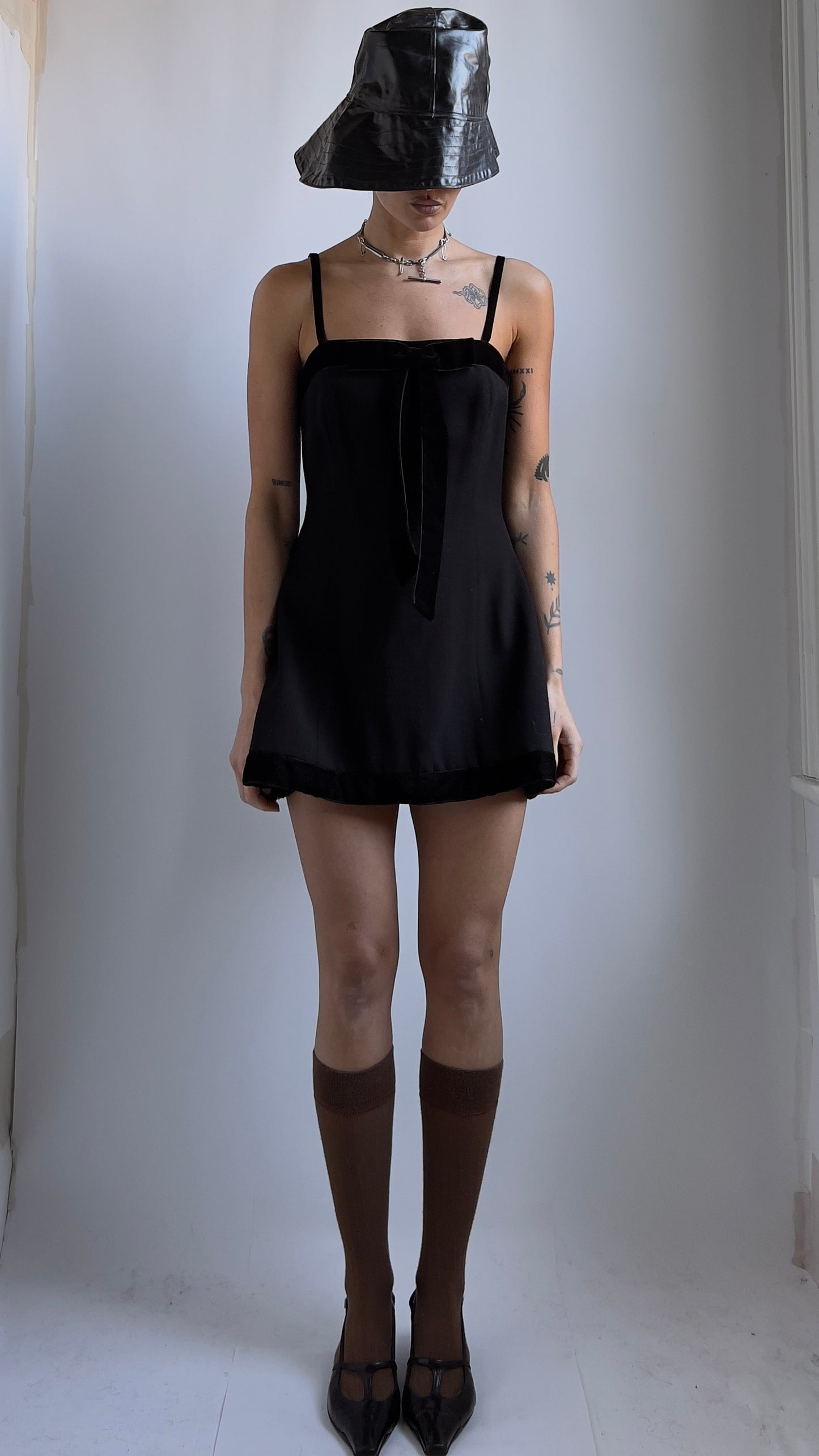 RARE EARLY 90S BLUMARINE BLACK MINI DRESS / UK 8